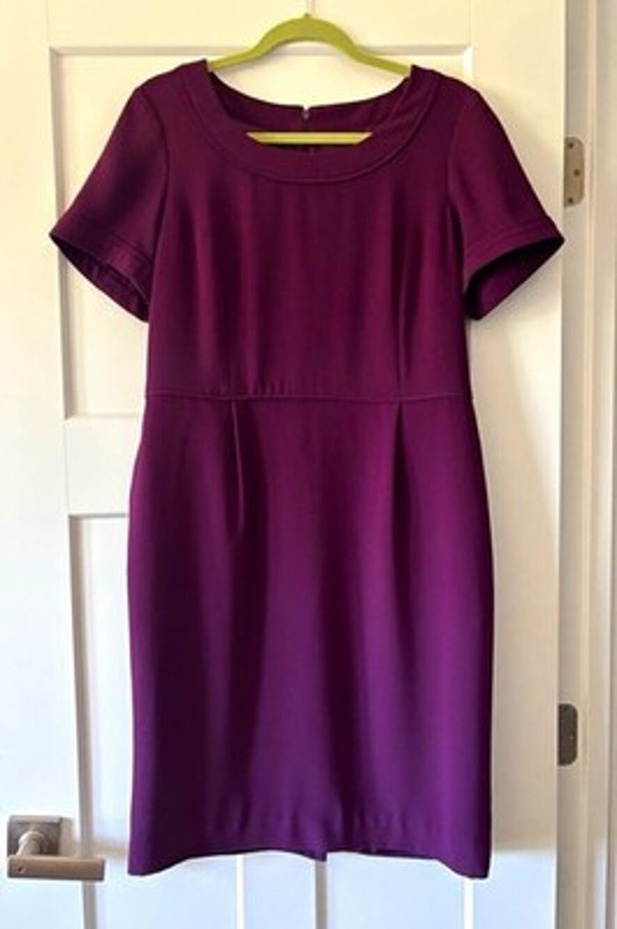 Pendleton Purple Sheath Dress Womens Sz 10 Scoop Neck Short Sleeve Lined Zip